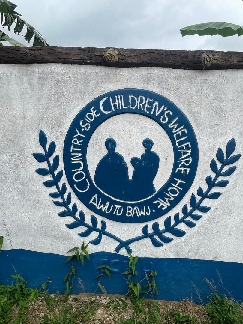 The entrance emblem at Countryside Children's Welfare Home, Awutu Bawjiase