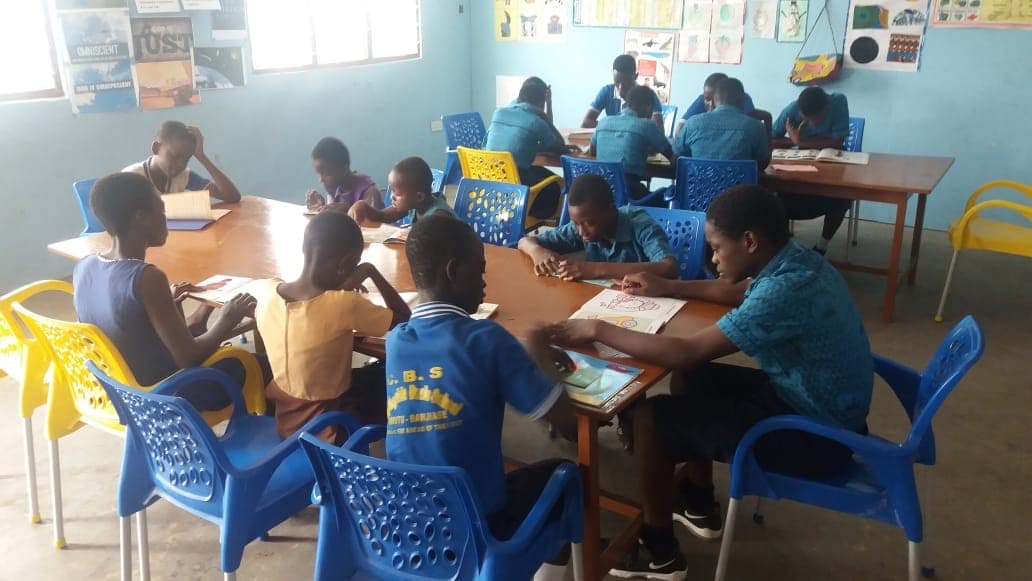 Children studying together after school